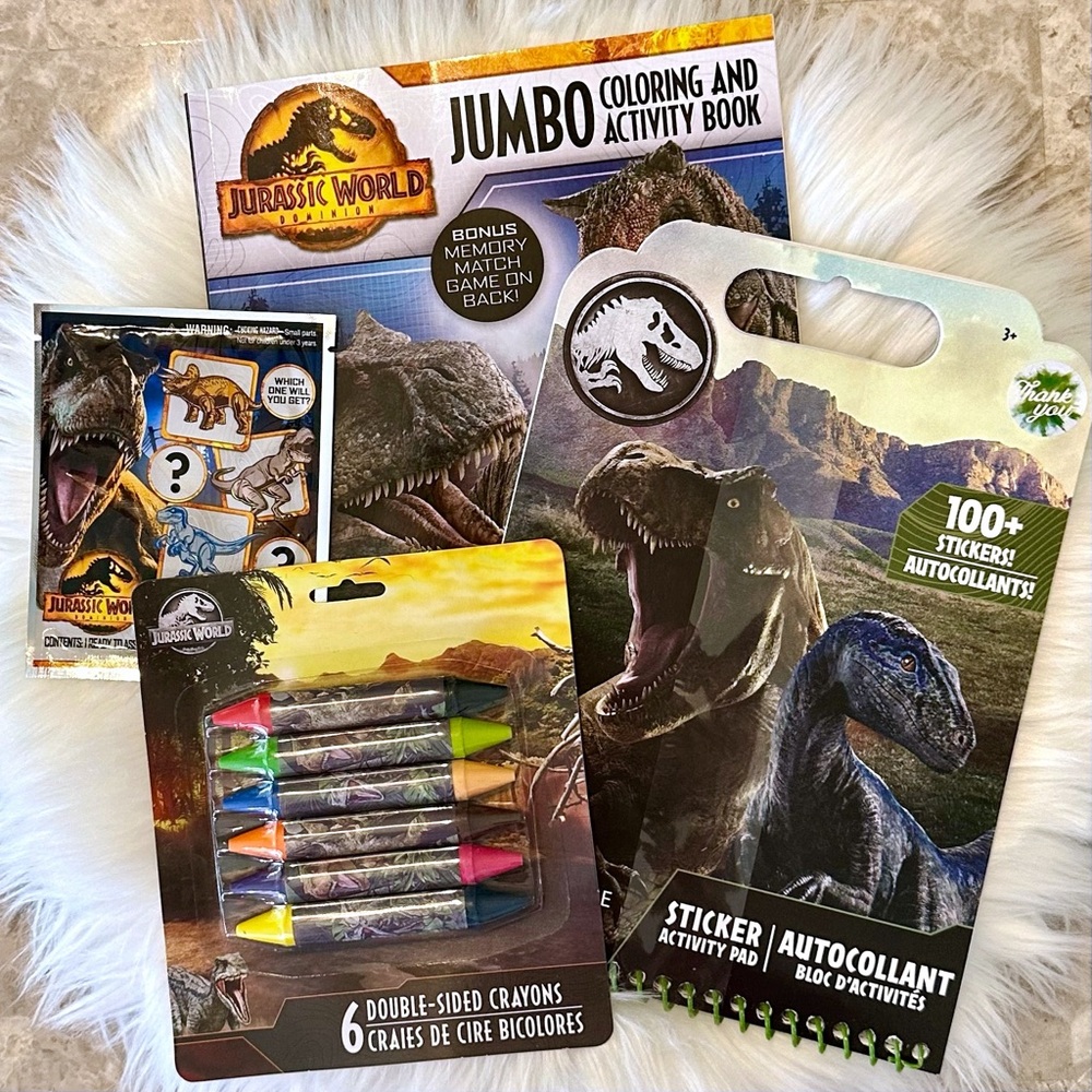 Jurassic World Coloring Book, Double Sided Crayons, Activity Pad, Build it! Pack